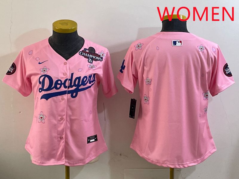 Women Los Angeles Dodgers Blank Pink Sakura Edition 2025 Nike MLB Jersey style 2